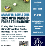 Ararat VRI 2024 Open Classic Fours Tournament