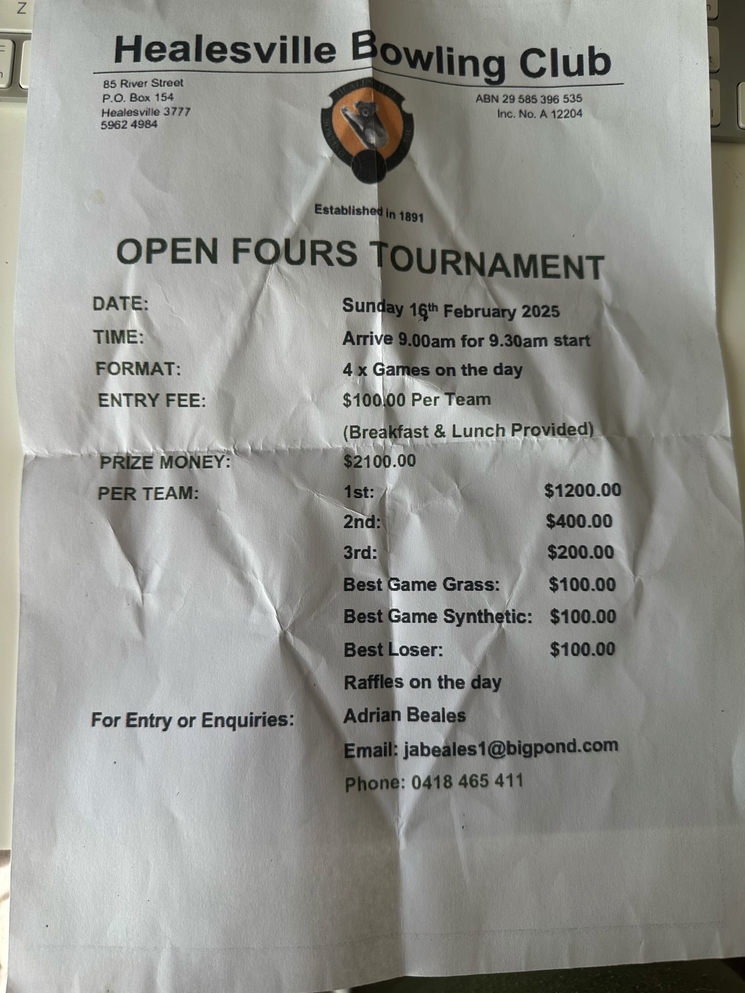 Healesville Open 4s Tournament